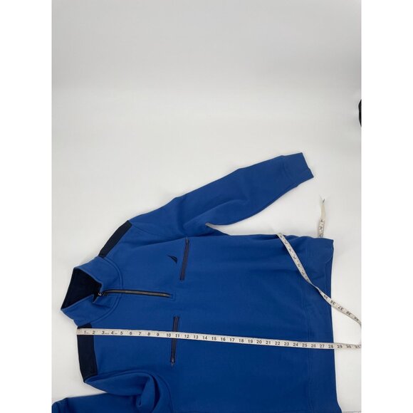 Nautica Mens Large Quarter-Zip Fleece Pullover Sweatshirt Blue Black Color Block - Picture 7 of 7